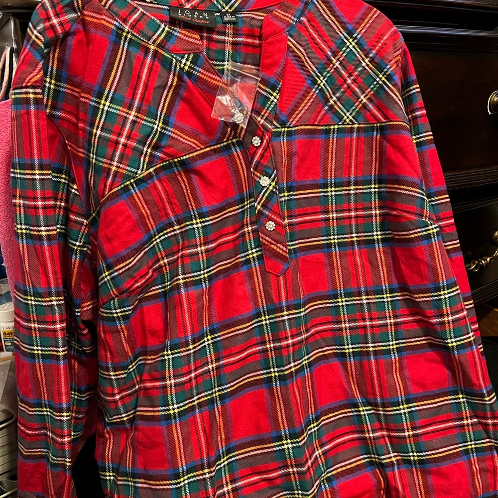 Red Plaid Button-Up Shirt